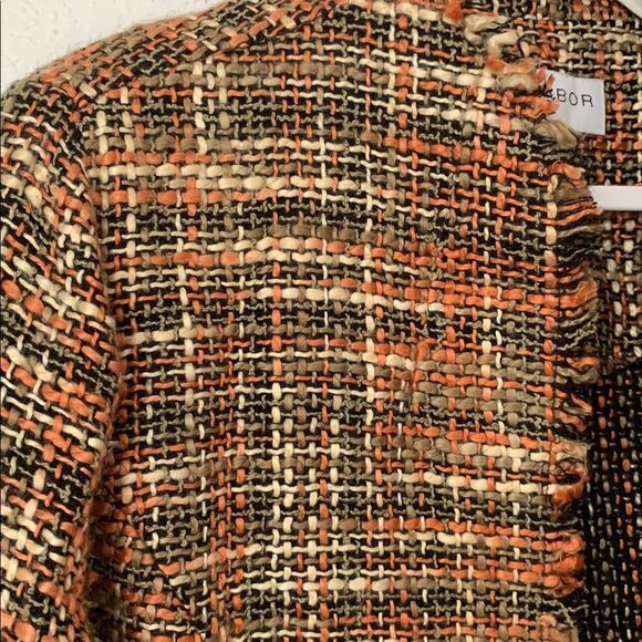 Sag Harbor Women's Orange and Brown Tweed Blazer Cardigan Open Front Size 12T - Picture 2 of 8